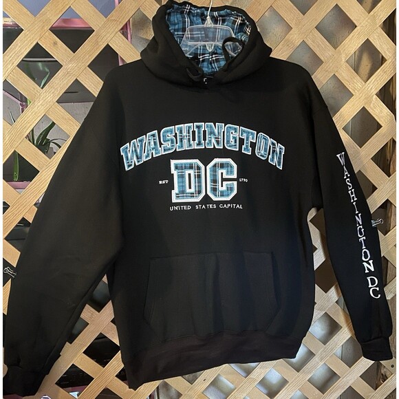 DC ONE WASHINGTON DC Pull-Over Style Black Hoodie Sweatshirt Size XL - Picture 4 of 10